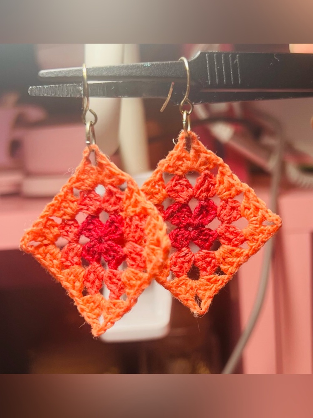 Handcrafted Granny Square Dangle Earrings